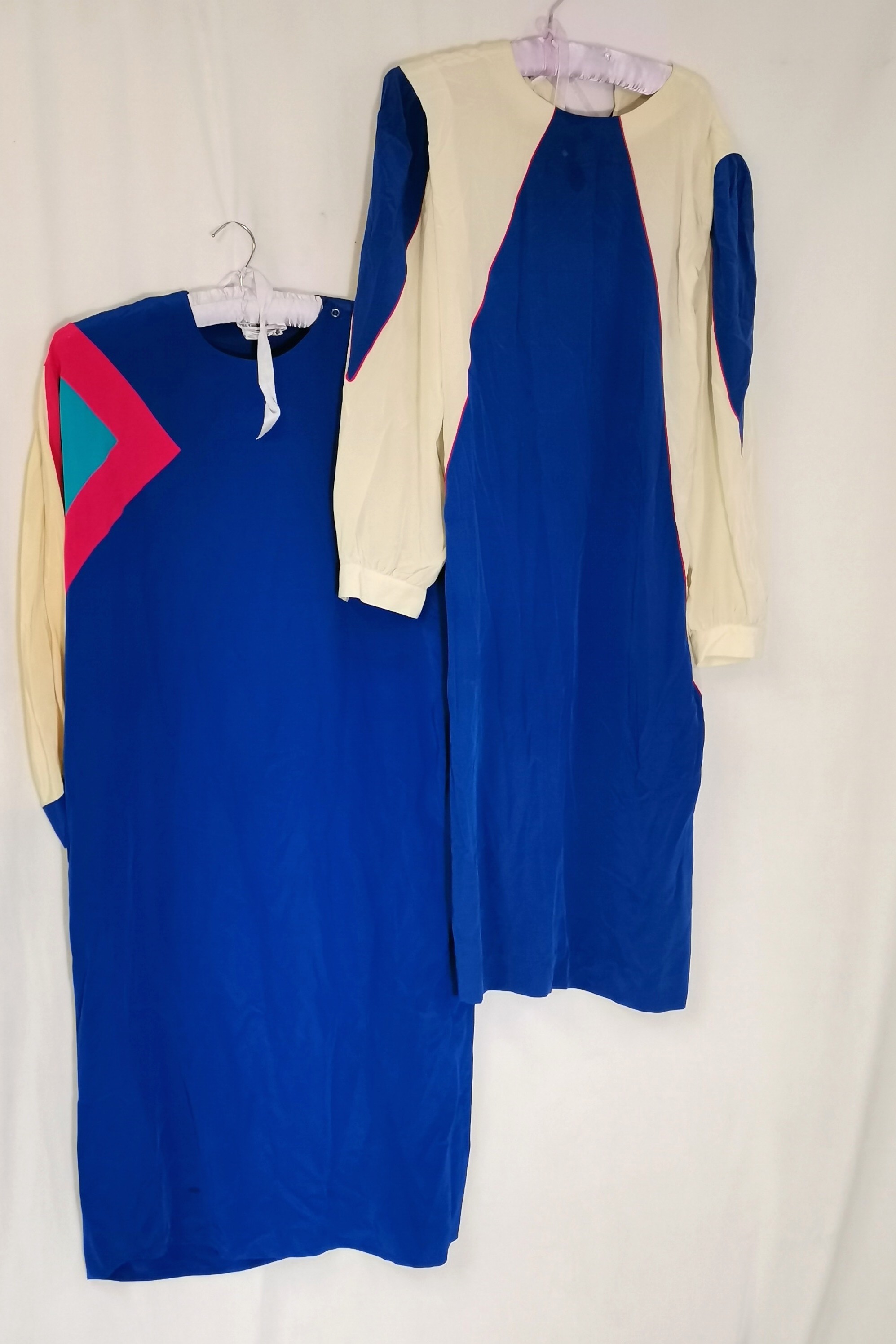 Vintage 2 1970s silk dresses 1 by The carriage trade both XL size - 1 has staining to the front