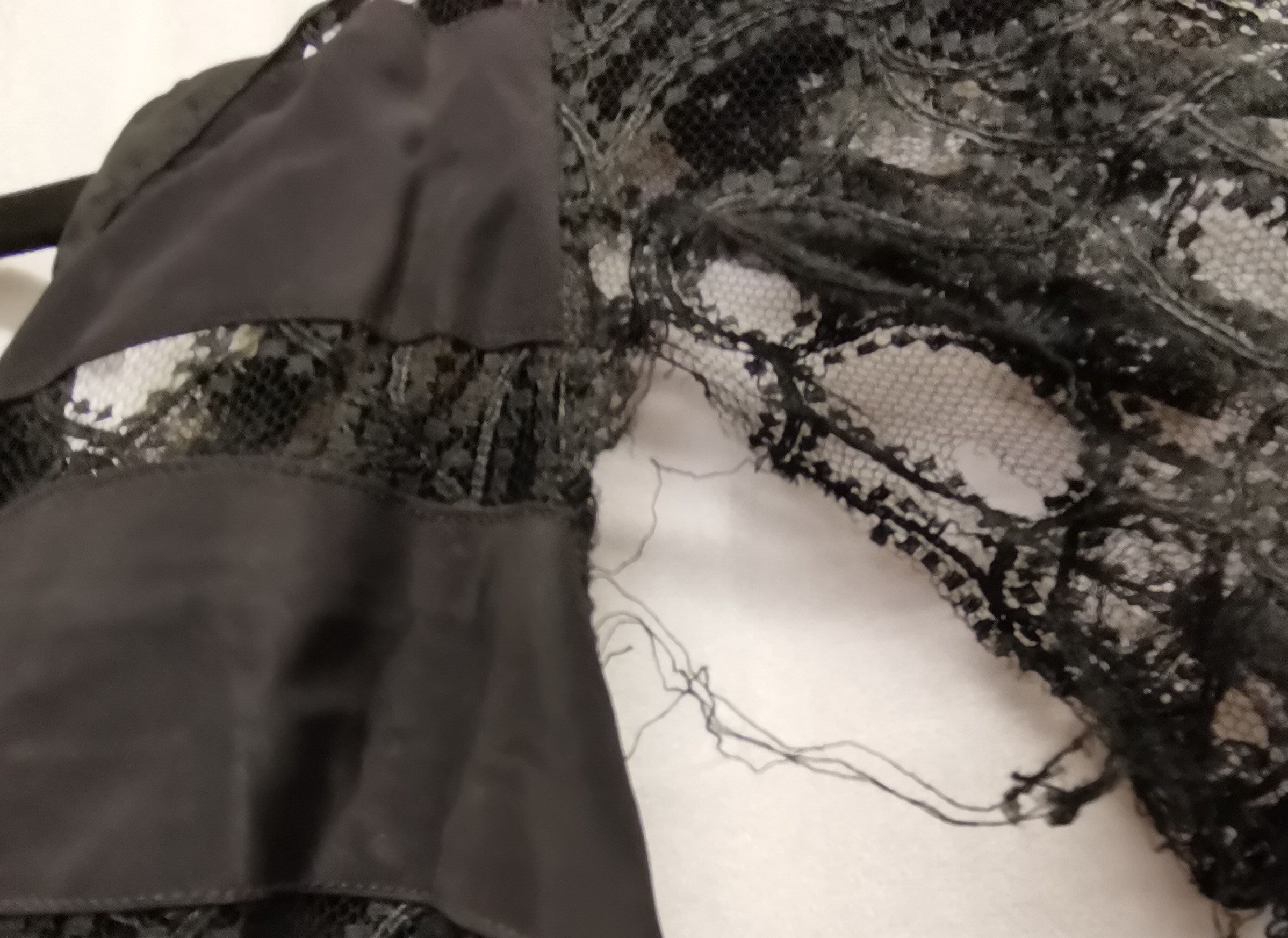 1930s black lace and tafffeta dress, lace damaged under sleeves 84cm bust - Image 2 of 3