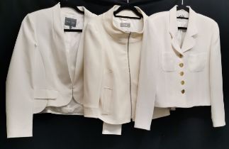 3 white jackets, one 70s with peplam, t/w zipped jacket, slight mark on collar and a Wallis jacket