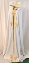 Middle Eastern hooded cape in white with gold detail throughout. Good used condition.