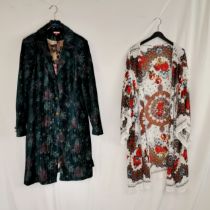 2 Vintage items by Joe Brown 1 velvet coat wtih floral pattern velvet lining t/w wrap over approx