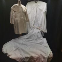Edwardian satin childs coast t/w Victorian childs cape and Victorians childs christening gown.