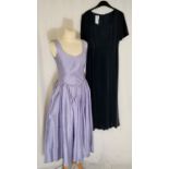 2 Vintage silk Laura Ashley dresses, lilac sleeveless size 10 & navy short sleeved is size 14 with