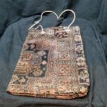 Hand woven wool carpet bag with drawstring rope handle - 50cm x 40cm