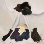 7 Pairs of leather gloves inc 1 fur trimmed - all in used condition