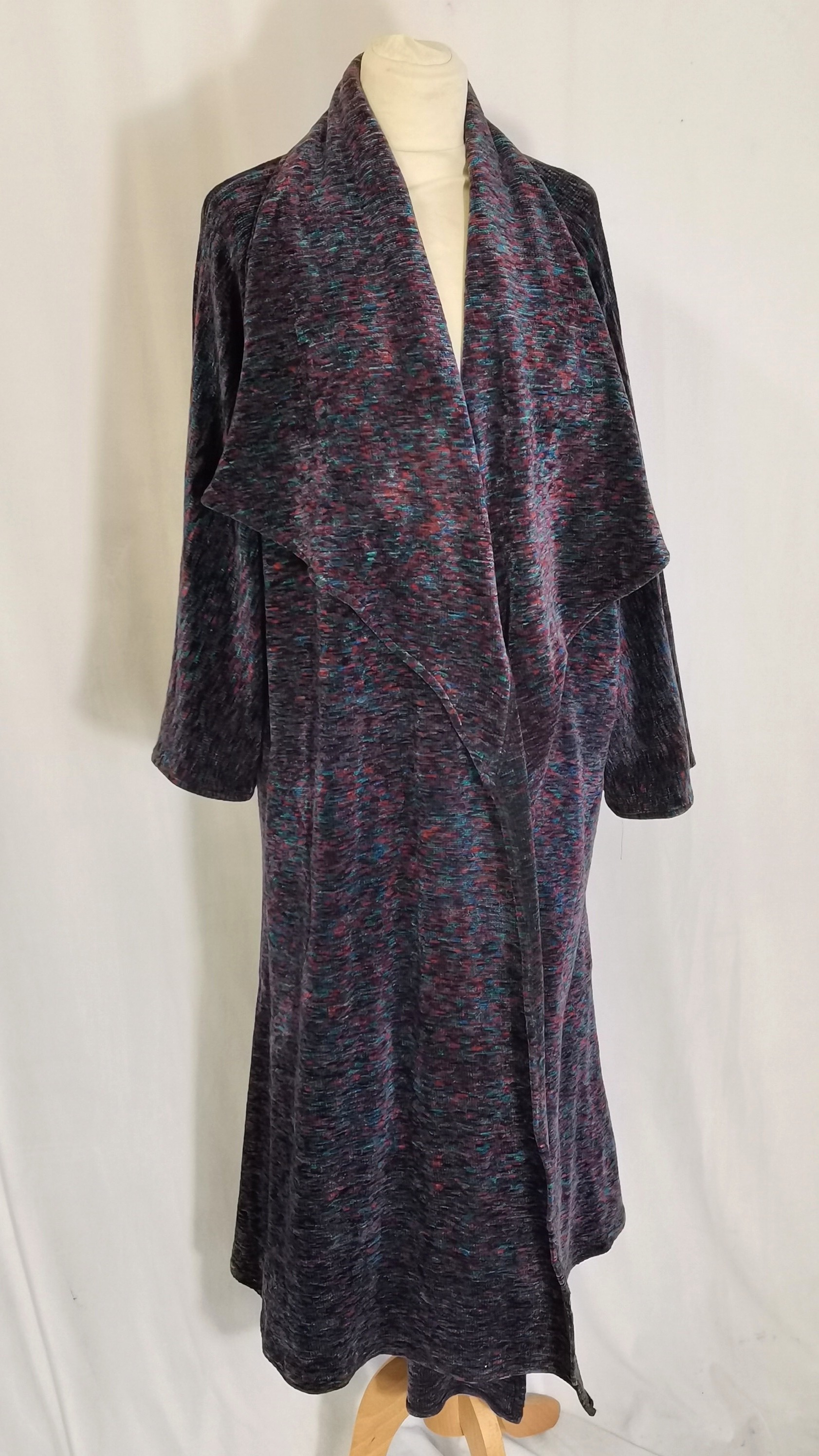 Velvet loose fitting coat large size in multicoloured - good used condition - by Sahara