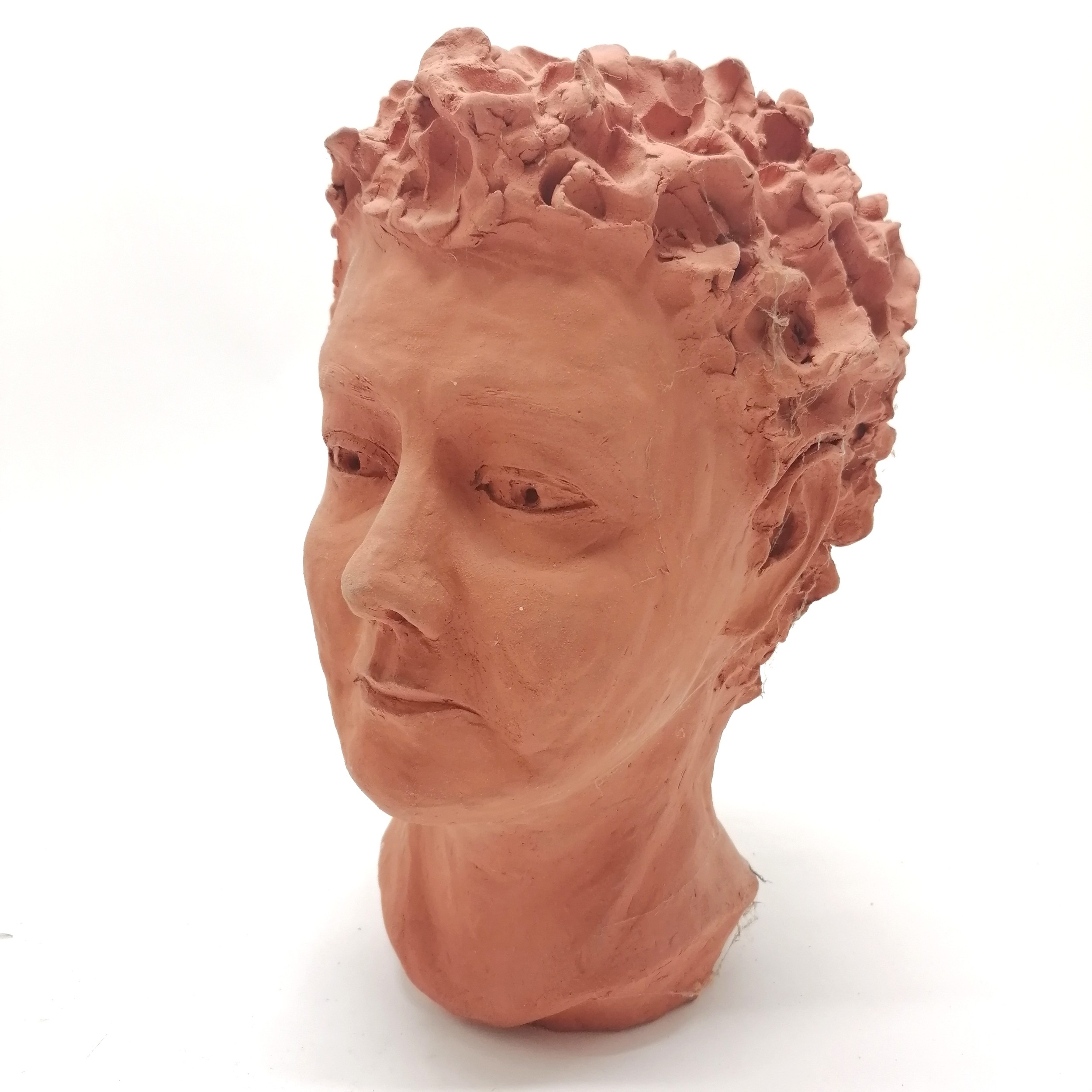 2 terracotta sculpted heads the biggest 32cm high - Image 4 of 7