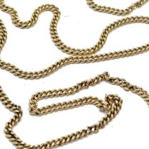 9ct hallmarked gold filed curb link chain 42cm long + safety chain ~ 7.2g