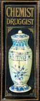 Decorative wooden 3D Chemist Druggist hand painted wall plaque by Country Corner with a blue and