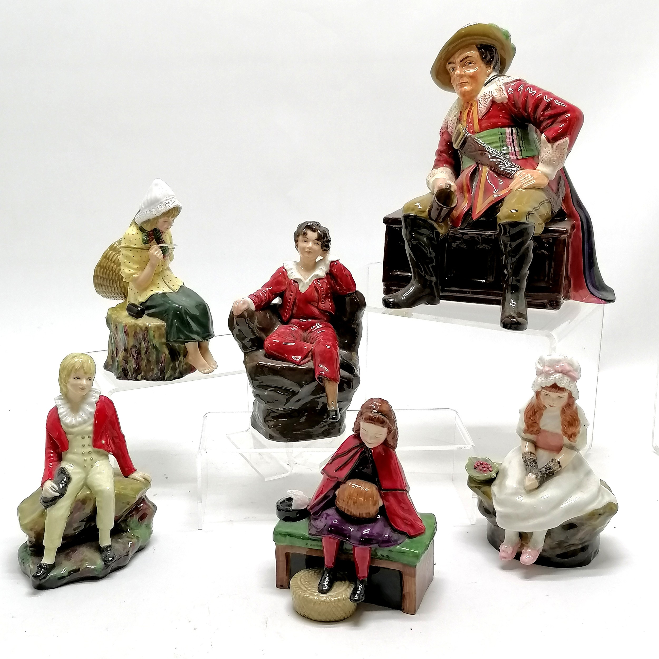 Collection of 6 x Reg Johnson studio pottery figures ~ Cavalier (22cm), a Message from the sea,