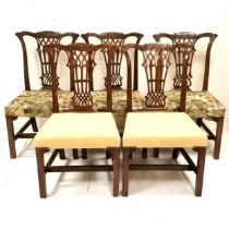 Set of 5 Antique mahogany Hepplewhite style dining chairs with carved decoration, in need of some