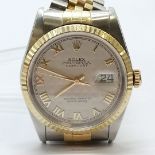 Mens Rolex datejust bi-metal #16233 automatic wristwatch with pyramid dial (33mm case) on the