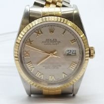 Mens Rolex datejust bi-metal #16233 automatic wristwatch with pyramid dial (33mm case) on the