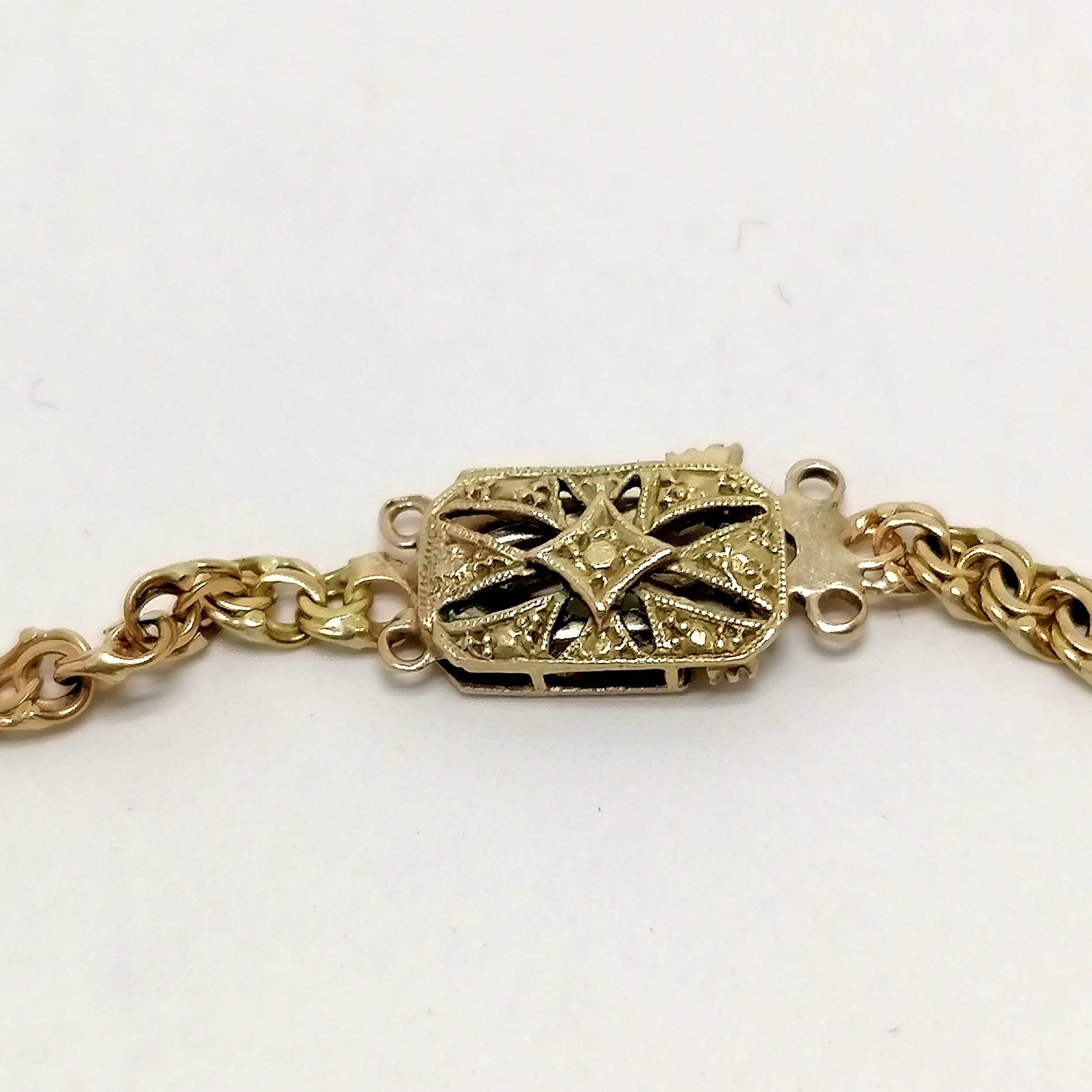 9ct fancy link 60cm chain with an antique 9ct marked gold clasp - total weight 15.5g ~ clasp has - Image 4 of 4