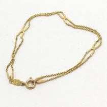 UnoAErre 18ct marked gold double strand box link bracelet - 19cm & 3.8g - SOLD ON BEHALF OF THE