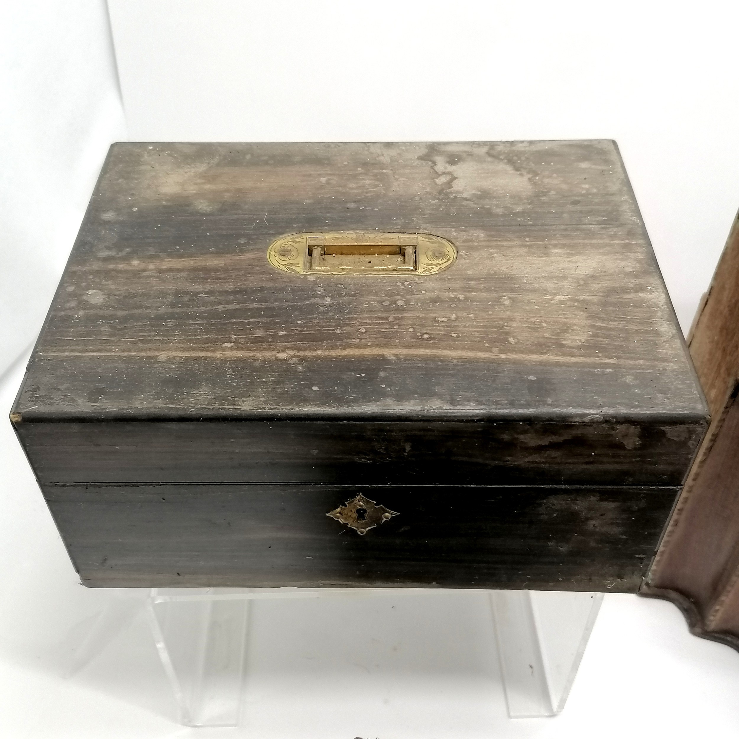 4 antique boxes incl. converted Georgian knife box 34cm high x 23cm x 18cm deep - all for - Image 3 of 6