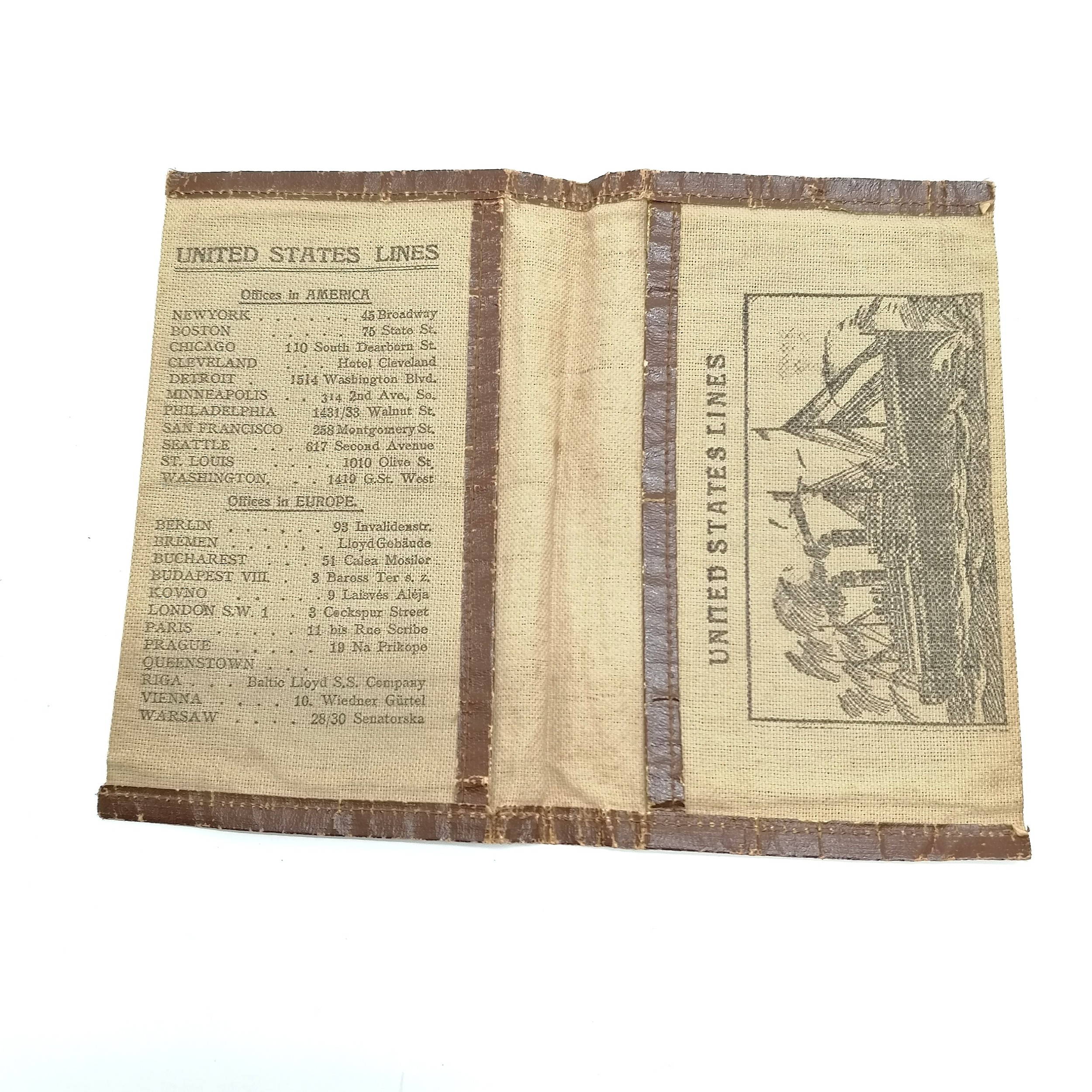 1924 United States Lines folder containing s/s Leviathan boarding pass, 6 postcards + photos - Image 2 of 4