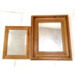 Pine deep framed wall mirror, in good condition, 64 cm wide x 74 cm high x 9 cm deep, t/w pine