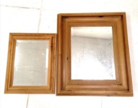 Pine deep framed wall mirror, in good condition, 64 cm wide x 74 cm high x 9 cm deep, t/w pine