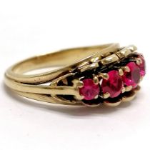 9ct marked gold red stone ring - size N½ & 4.8g total weight - SOLD ON BEHALF OF THE NEW BREAST