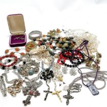 Qty of costume jewellery inc rosary, bead necklaces, diamante, bracelets etc - SOLD ON BEHALF OF THE