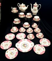 Royal Albert 'Lady Carlyle' tea and coffee ware - 5 coffee cups and saucers, 6 tea cups and saucers,