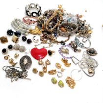 Qty of costume jewellery inc clip-on earrings, bracelets, large heart pendant etc - SOLD ON BEHALF