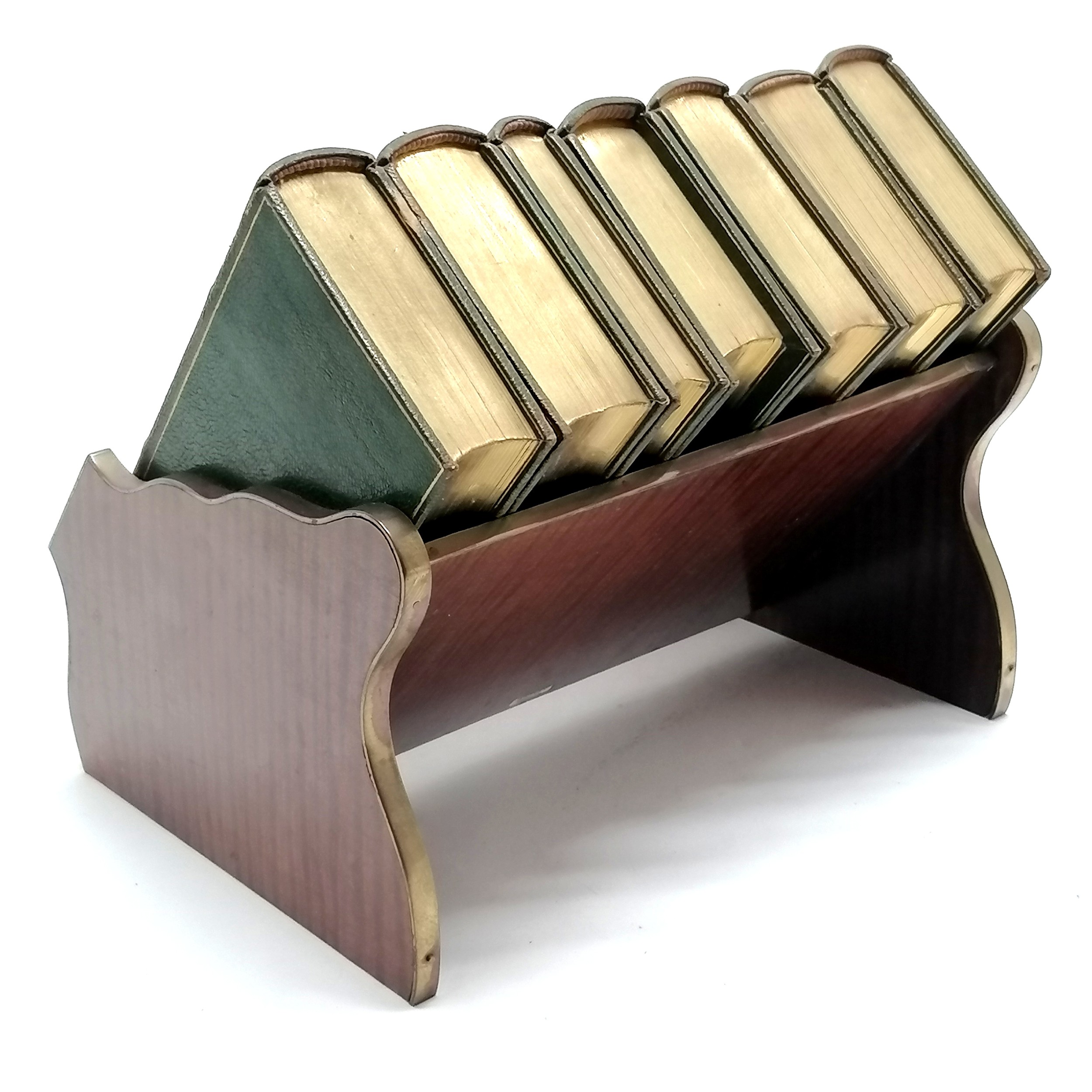 Aspreys partridge wood & brass mounted bookstand with original Aspreys green leather bound reference - Image 2 of 5