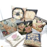 Collection of seven assorted tapestry cushions, to include floral and animal patterns, 42 cm square.