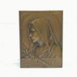 Antique Regina Coeli bronze plaque by Jean Baptiste Émile Dropsy (1848-1923) - 7.1cm x 5.3cm