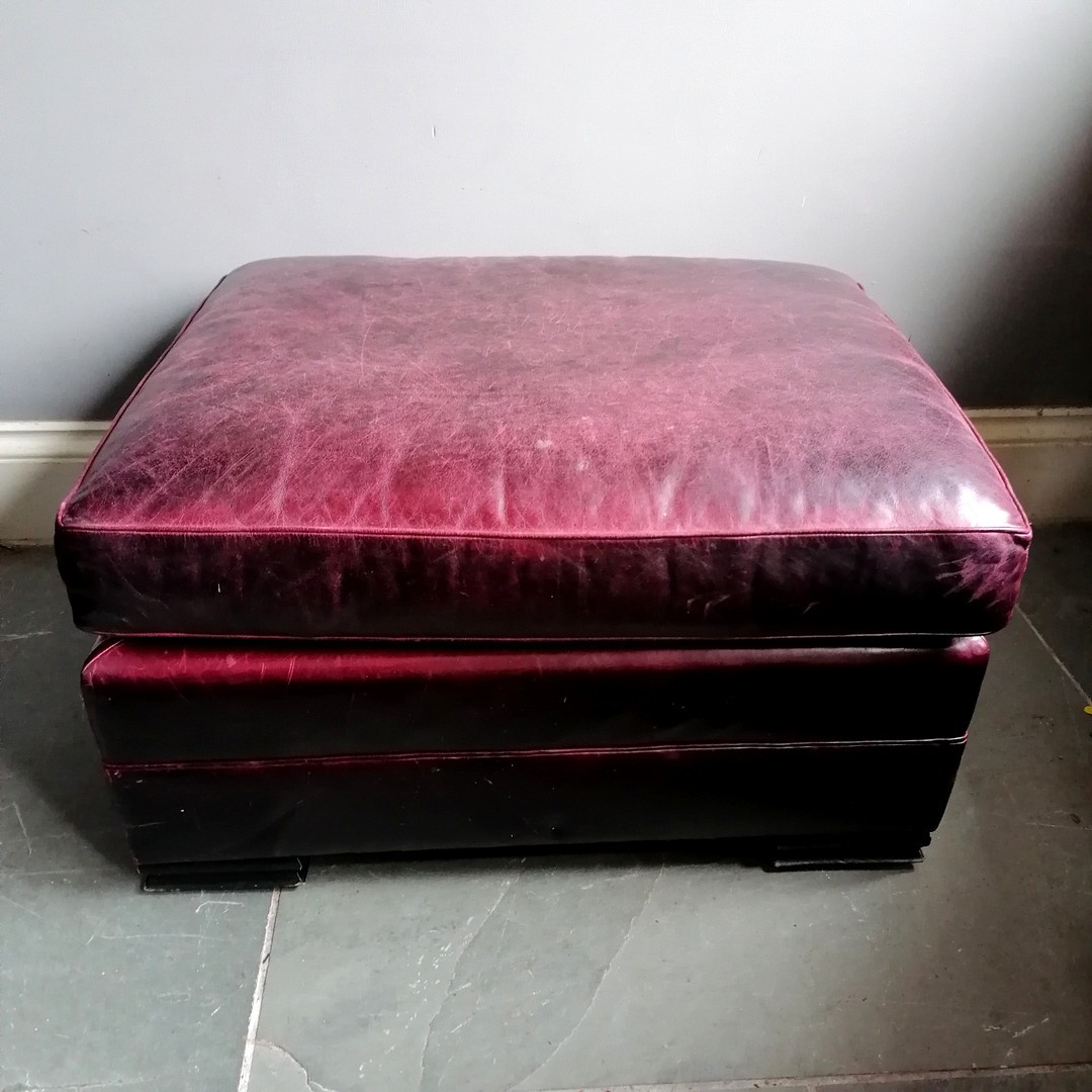 Ralph Lauren leather oxblood Errol Tufted armchair and matching stool - chair 90cm wide x 100cm deep - Image 3 of 7