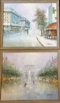 Paul Rambert (1910-70) 2 x oil paintings on canvas of Parisian scenes inc Arc de Triomphe - frame