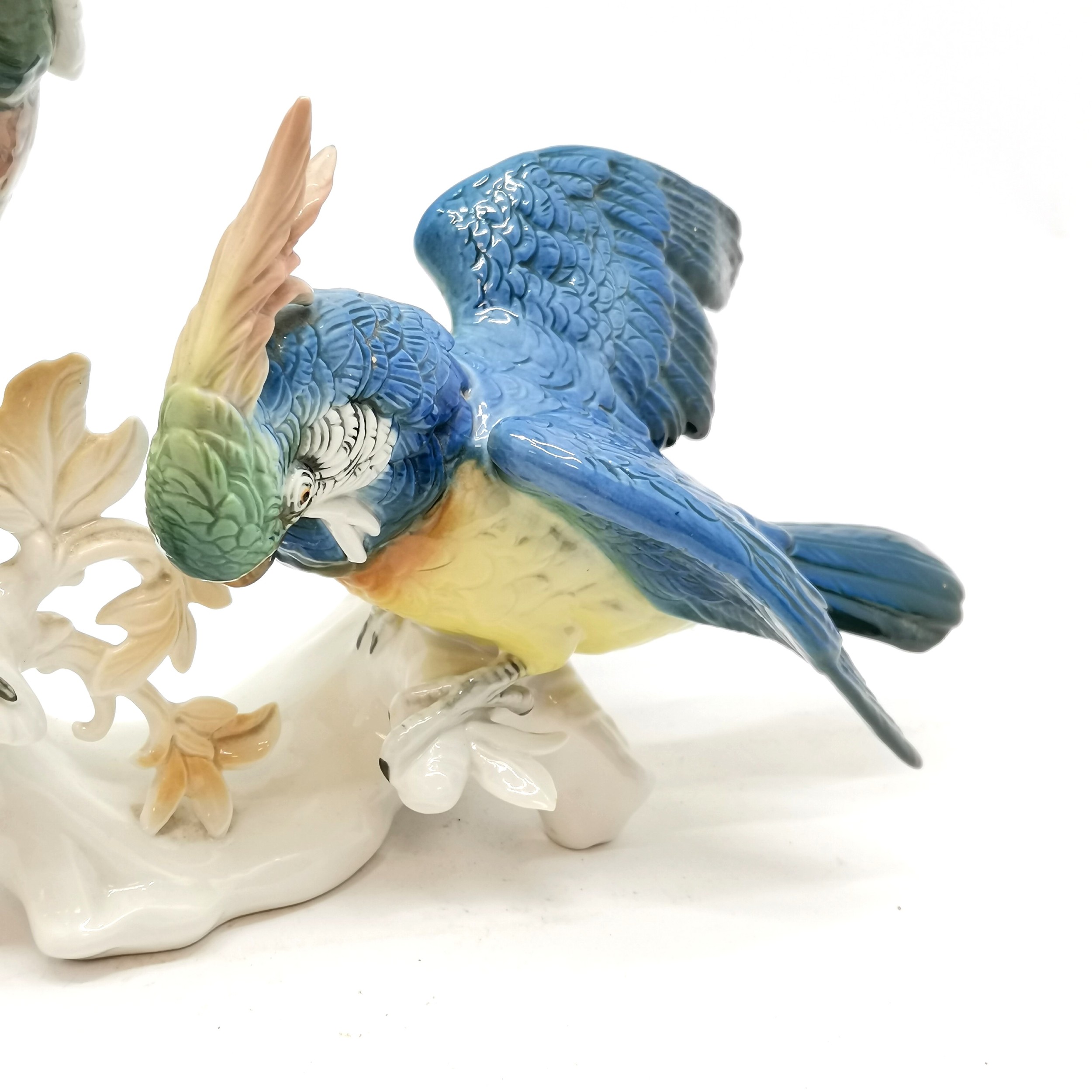 German porcelain Karl Ens figure group of a pair of parrot's on a naturalistic base, in good - Image 5 of 5