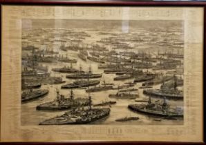 Large framed print of 1896 Royal Navy first line of defence - 90cm x 130cm