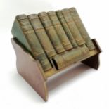 Aspreys partridge wood & brass mounted bookstand with original Aspreys green leather bound reference