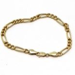 9ct hallmarked gold fancy link bracelet - 9cm & 3.3g