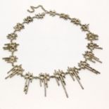 Unmarked silver Brutalist style (1970's) necklace with graduated drops - 42cm & 40g