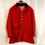 Vintage red hunting jacket with black velvet collar by Peter Hutchinson (Westow, York) with 5