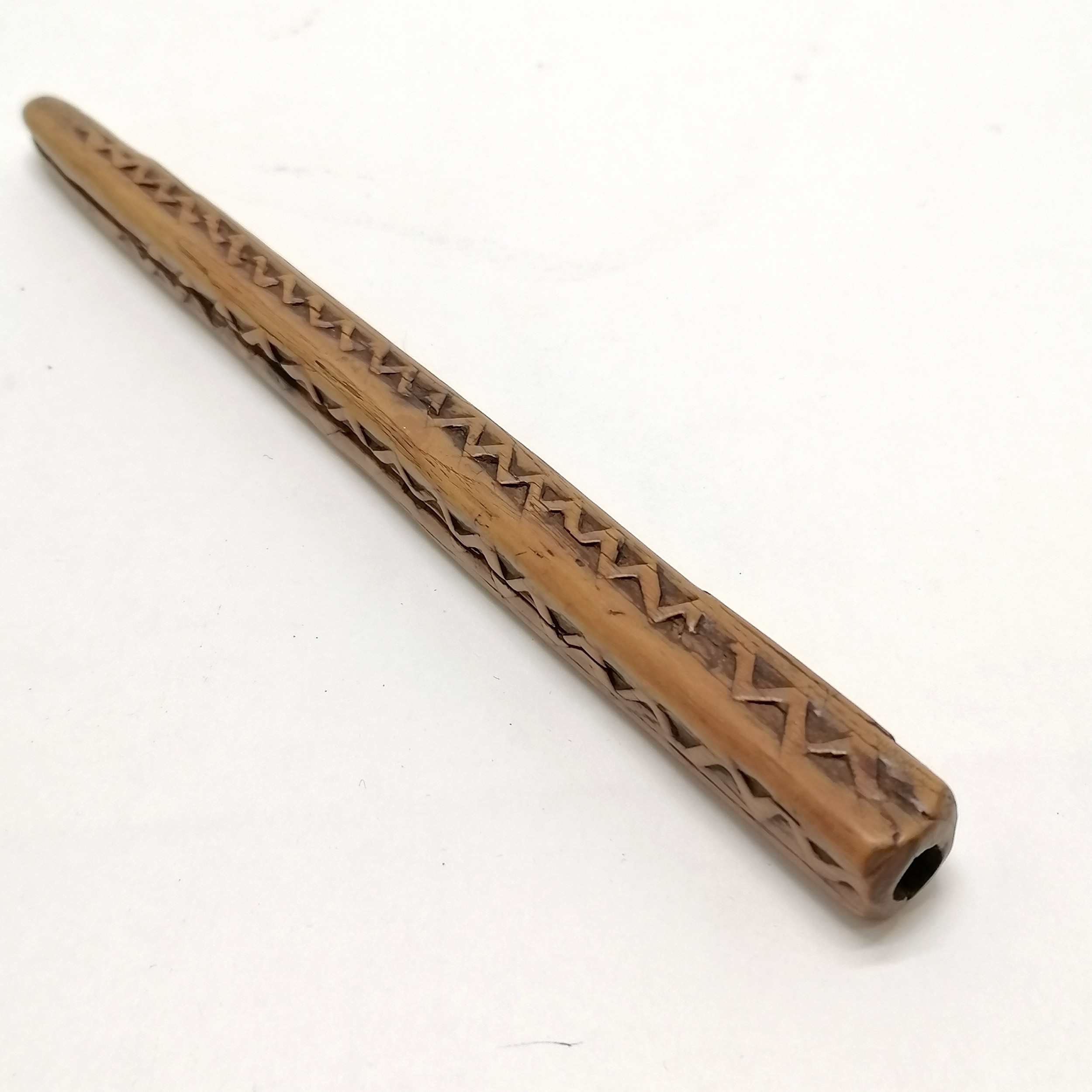 18th century or earlier hand carved treen knitting sheath - 18.5cm and has shrinkage cracks and - Image 2 of 2