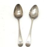 Pair of 1801 London silver tablespoons 1 bearing makers mark Peter, Ann & William Bateman - 22.5cm