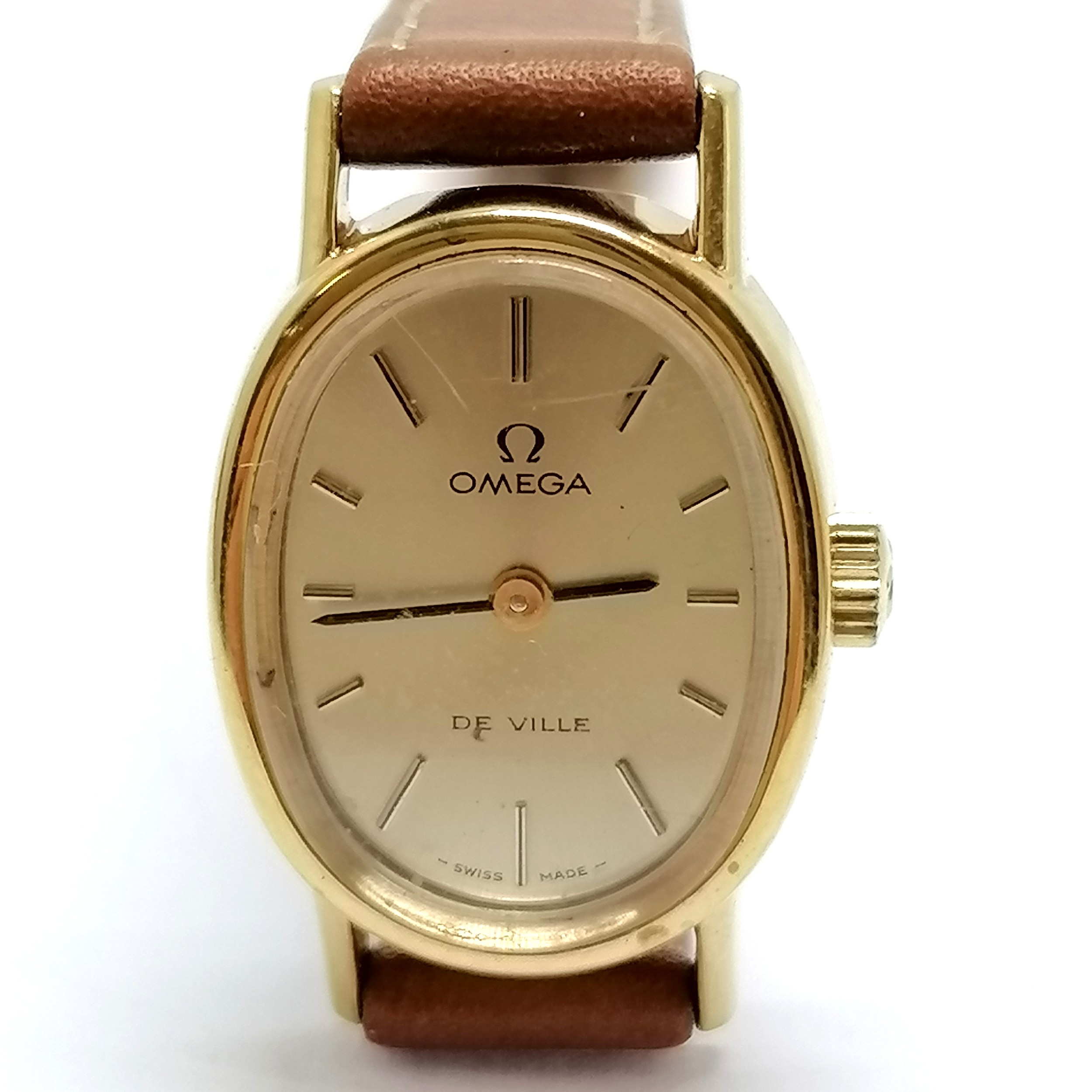 Omega ladies gold plated Deville manual wind wristwatch - no obvious damage & running BUT WE