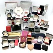 Qty of vintage mostly jewellery boxes inc large Lawson Davies (Paignton), Penhaligons (London) etc