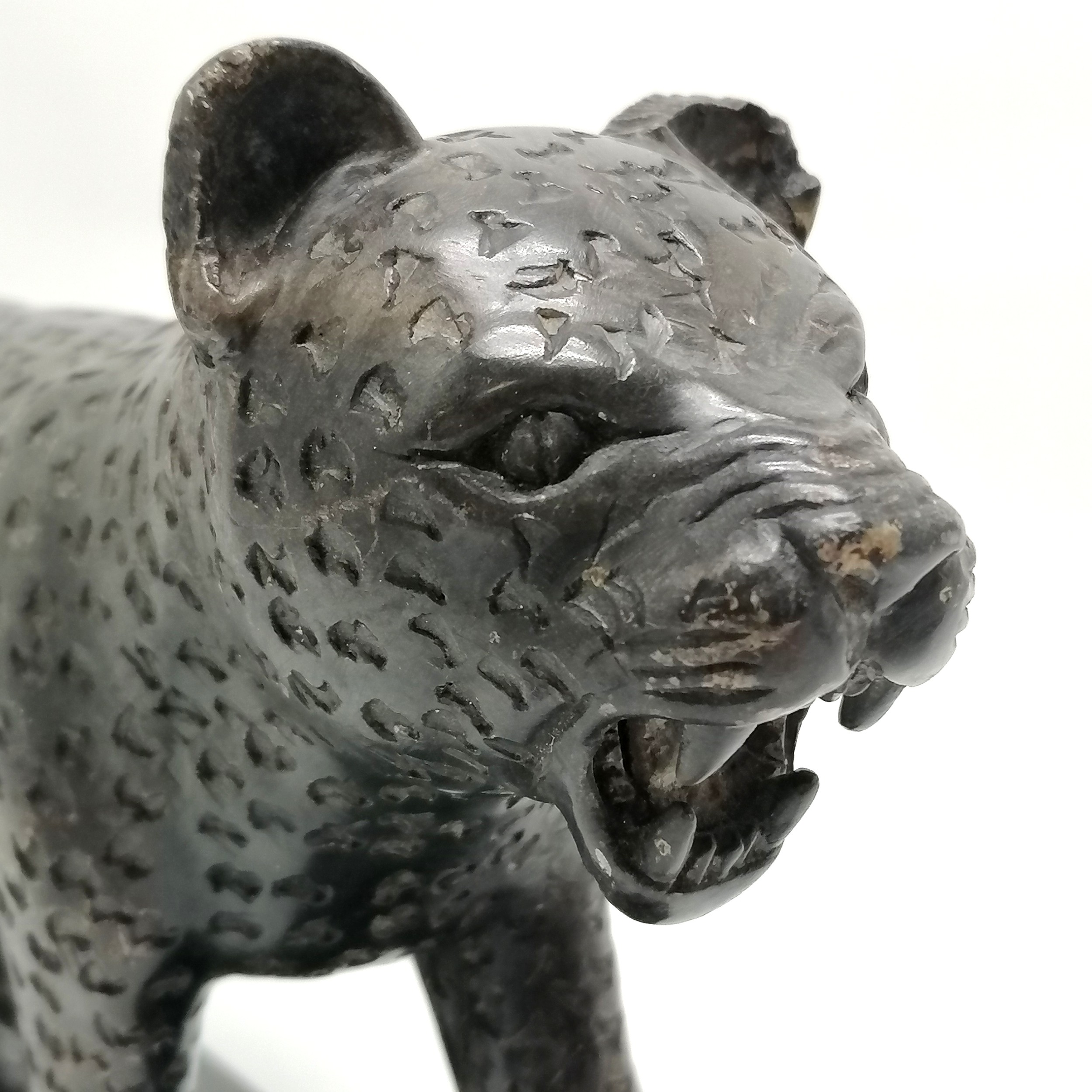 Richard Chiwasa (b.1947) soapstone sculpture of a leopard dated 1969 - 30cm x 18cm high ~ repair & - Image 3 of 5