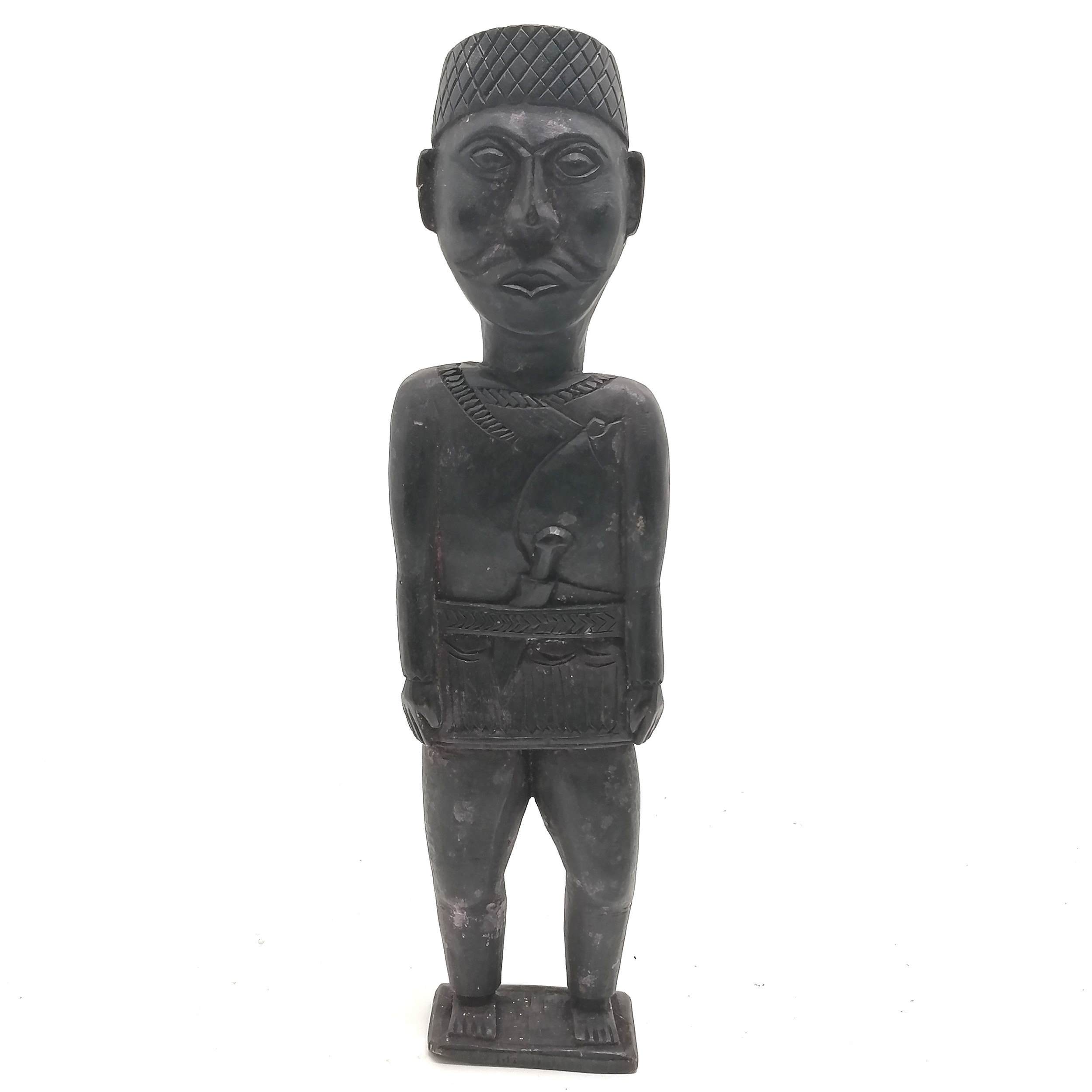 Indo Persian carved wooden soldier figure with traces of original paint detail 36cm high- no obvious - Image 2 of 4