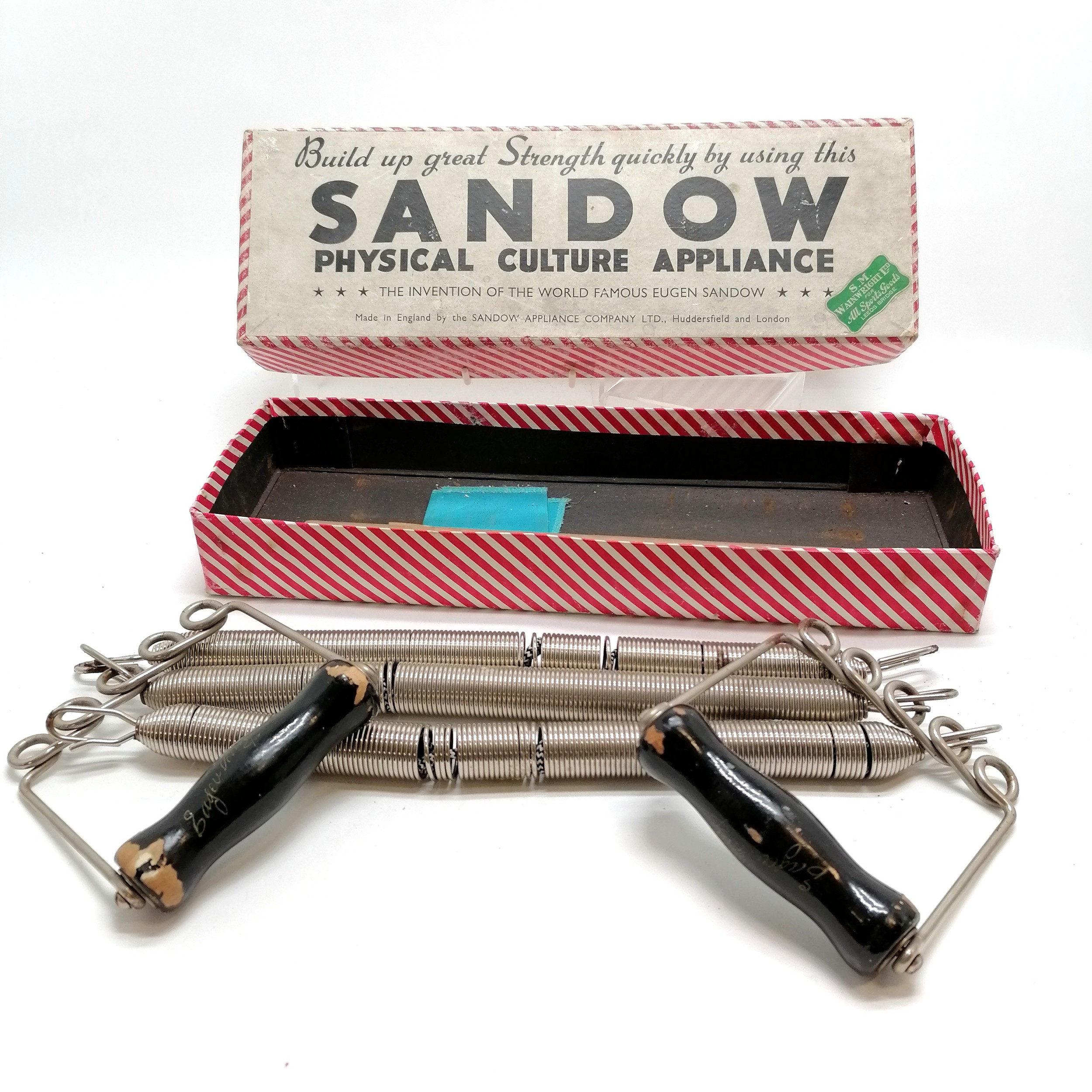 Sandow culture appliance boxed fitness chest expander - box 42cm x 14cm x 5.5cm