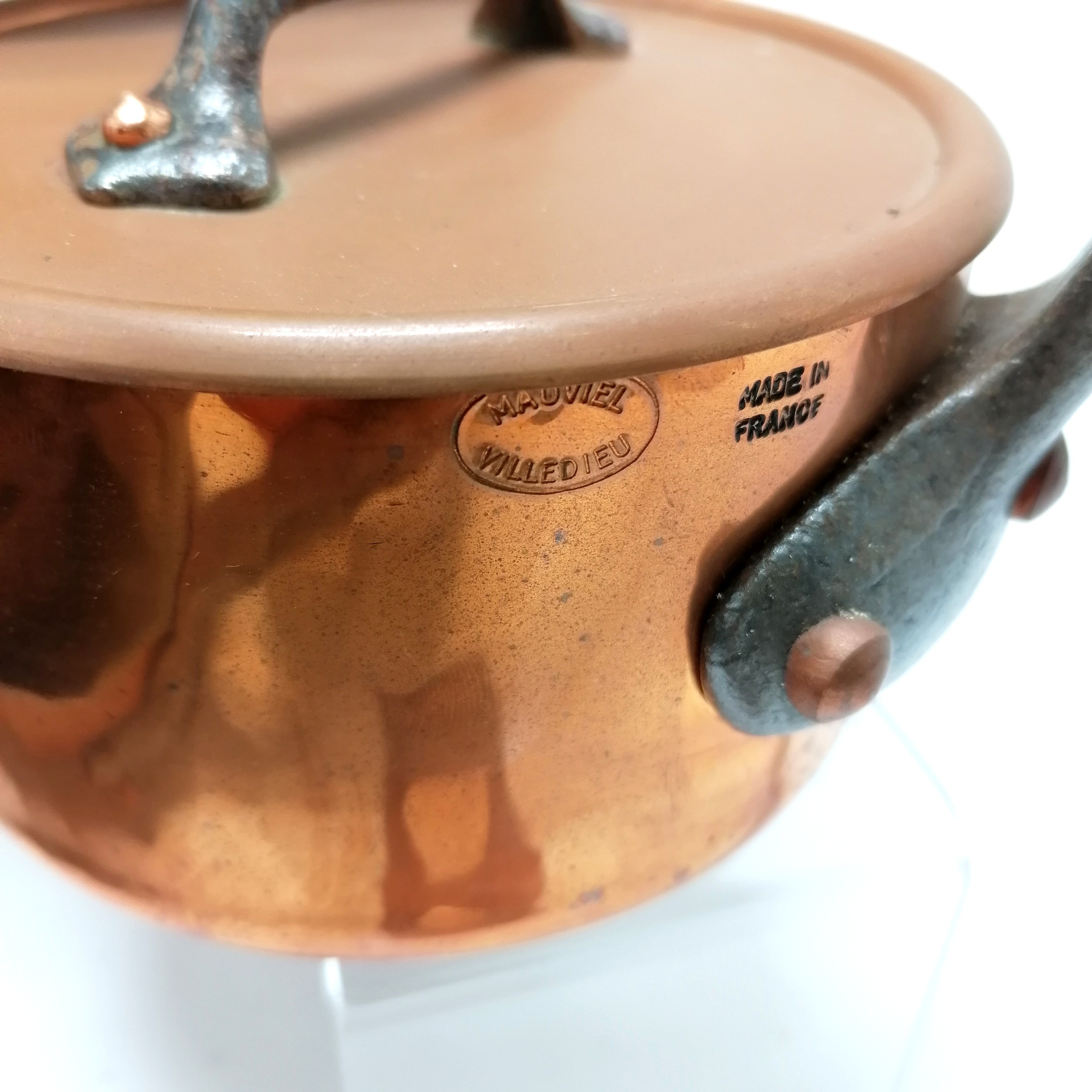 Mauviel villedieu 6 piece copper / iron cooking set inc large frying pan (31cm diameter) & 5 - Image 3 of 4