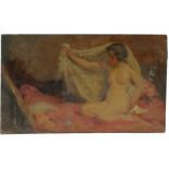 Henry James Haley (1874-1964) oil painting on board of a kneeling nude lady - 25.5cm x 15.3cm ~