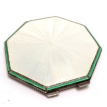 Art Deco 1922 silver hallmarked guilloche enamel octagonal compact by Adie Brothers Ltd - 7cm across