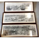 3 x framed antique prints - Diamond Jubilee & Naval demonstration & naval review at Spithead -