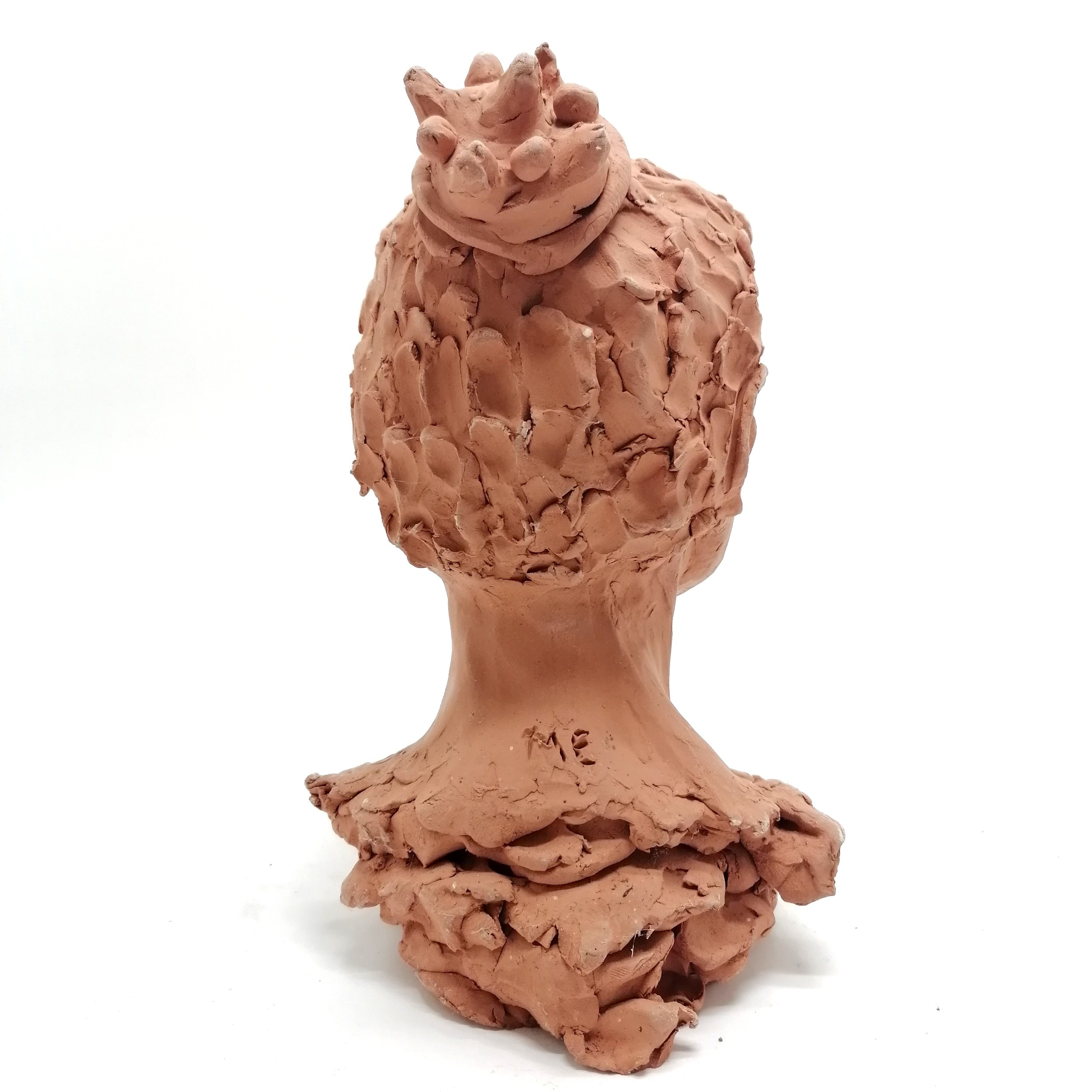2 terracotta sculpted heads the biggest 32cm high - Image 6 of 7